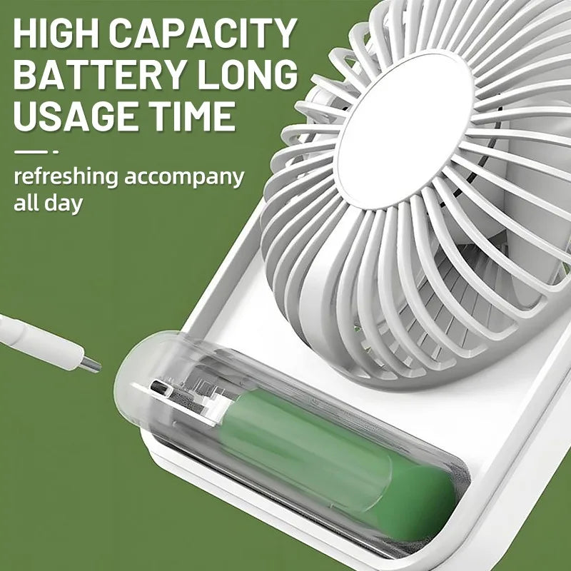 Desk Fan Portable USB Rechargeable Fan 180° Tilt Folding Personal Fan With Power Display 5 Speeds Ultra Quiet Table Fan