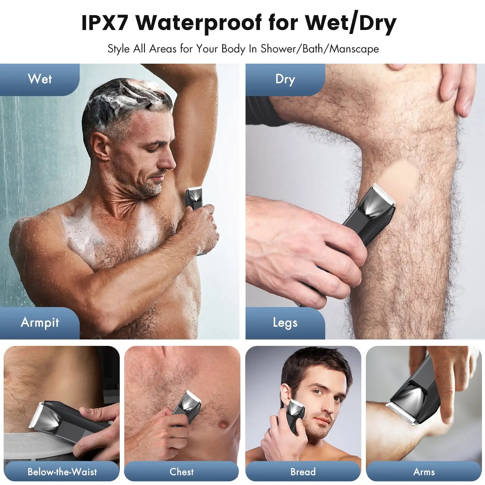 Manscape Trimmer for Men, Dual-Head Pubic Electric Razor, Groin Ball Shaver for Men, IPX7 Waterproof,Gifts for Him Dad