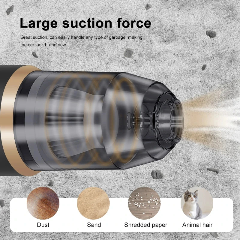 2026New Wireless Car Vacuum Cleaner for Cleaning Bedroom Carpets Portable High Power Function Home Appliance Cleaning Machine